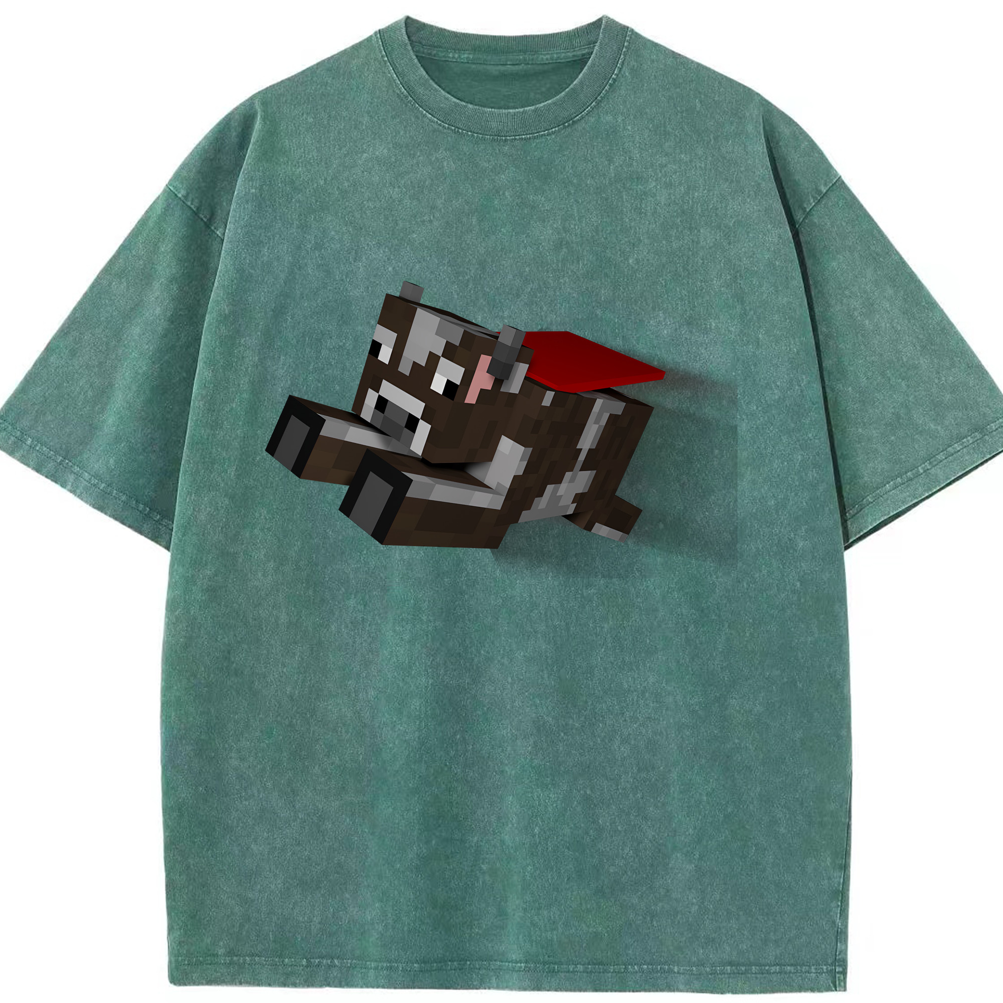 （画像用） マインクラフト ブロックの世界 Minecraft MC Block world 綿100% ヴィンテージ風 半袖Tシャツ（フロントプリント）